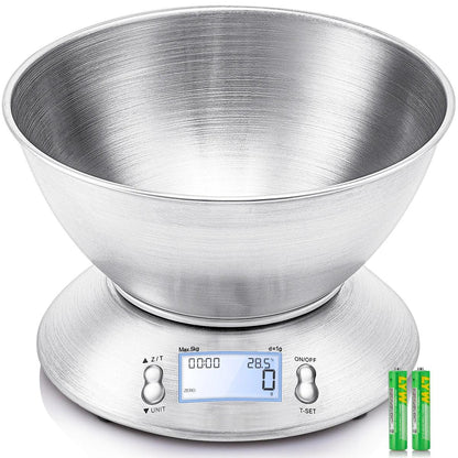 5kg Digital Kitchen Scale | High-Precision Food Weighing with Timer & Removable Bowl