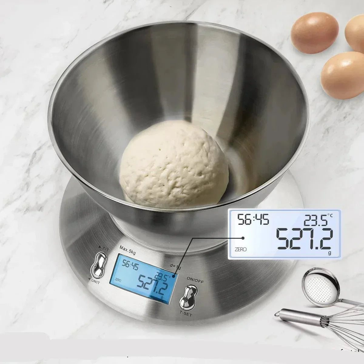 5kg Digital Kitchen Scale | High-Precision Food Weighing with Timer & Removable Bowl
