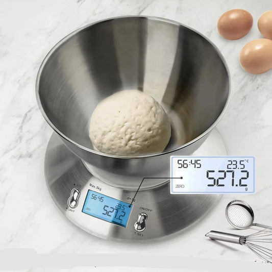 5kg Digital Kitchen Scale | High-Precision Food Weighing with Timer & Removable Bowl