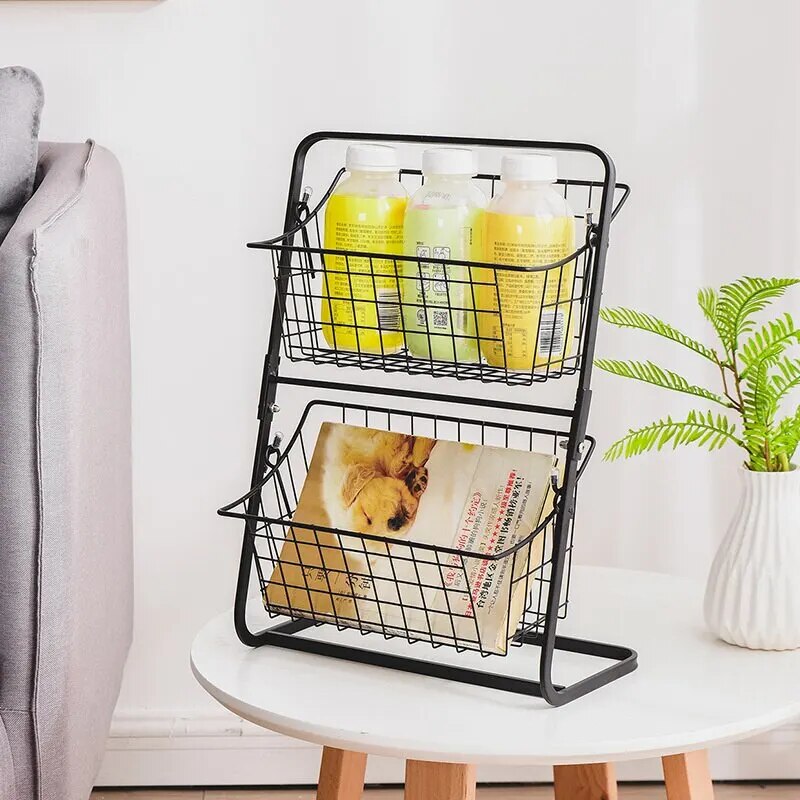 Double-Layer Kitchen Storage Rack – Space-Saving Countertop Organiser for Dishes & Pantry Items