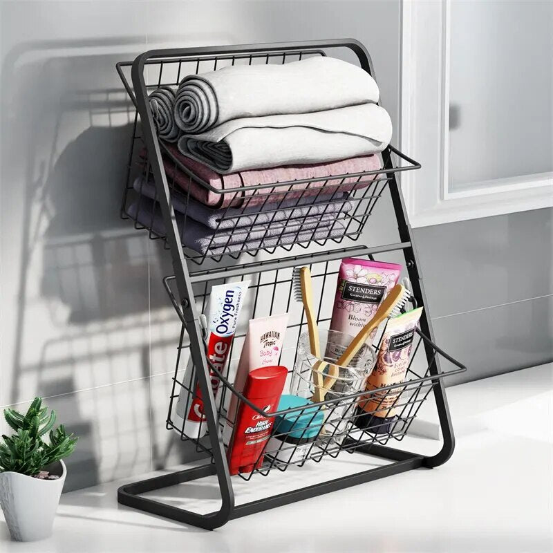 Double-Layer Kitchen Storage Rack – Space-Saving Countertop Organiser for Dishes & Pantry Items