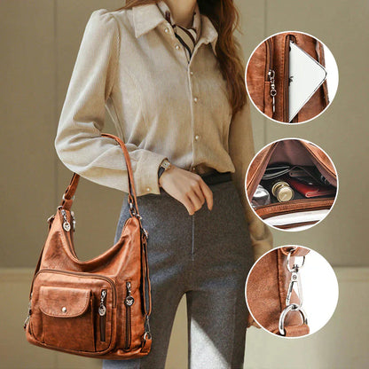 Soft Leather Shoulder Bag with Large Capacity