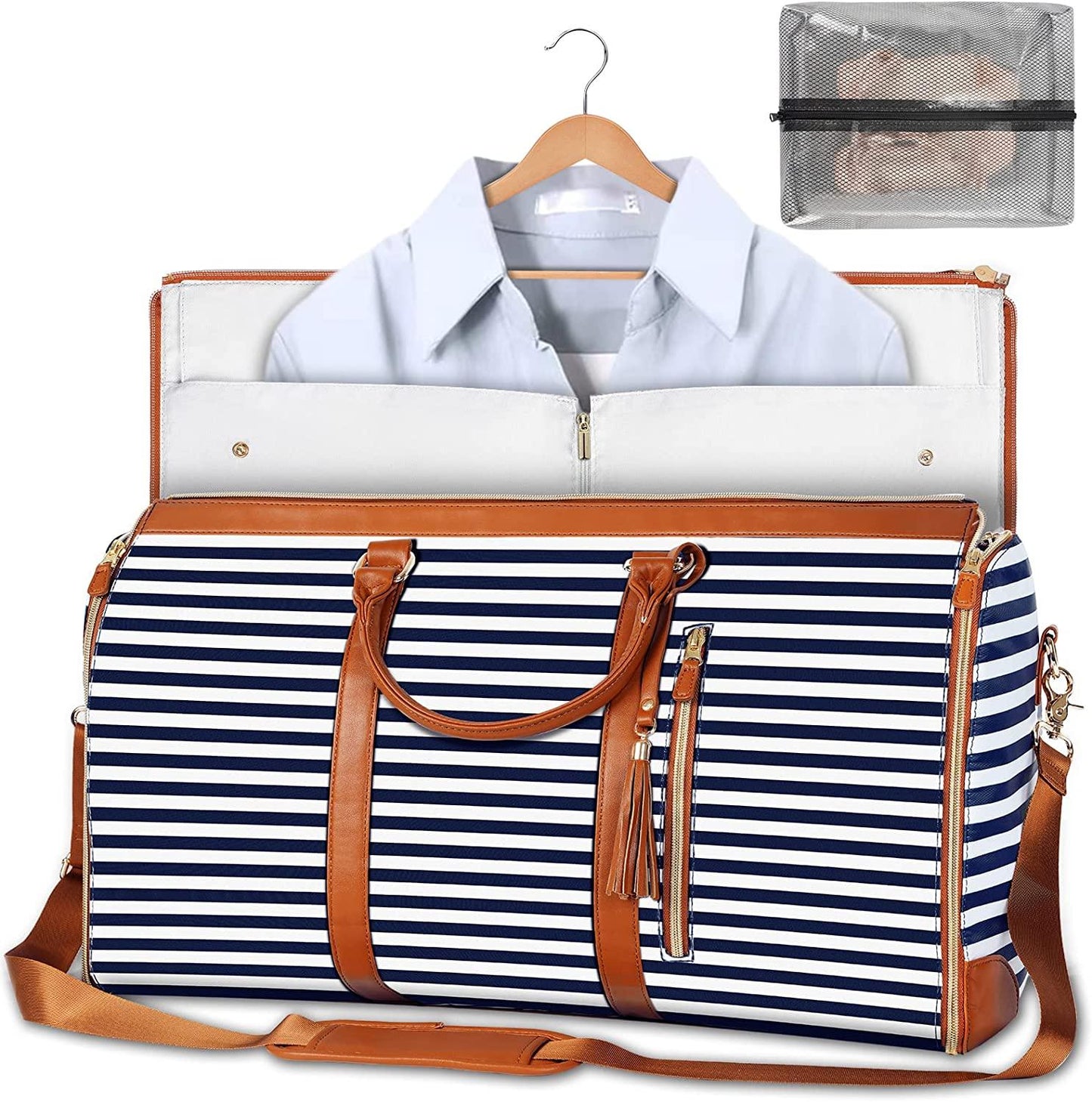GARMENTGO Travel Garment Bag – Foldable PU Leather Suit Carrier for Wrinkle-Free & Stylish Travel