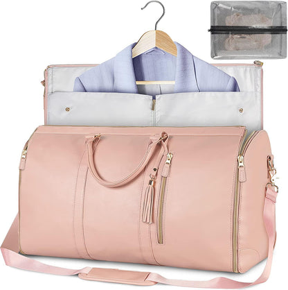 GARMENTGO Travel Garment Bag – Foldable PU Leather Suit Carrier for Wrinkle-Free & Stylish Travel