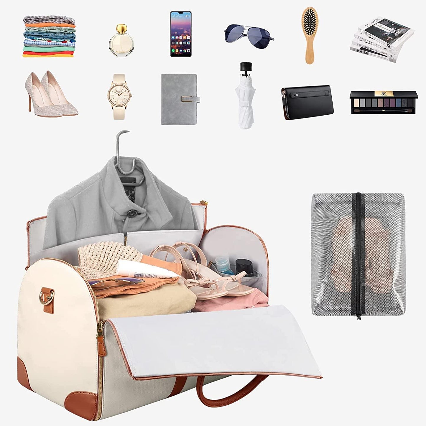GARMENTGO Travel Garment Bag – Foldable PU Leather Suit Carrier for Wrinkle-Free & Stylish Travel