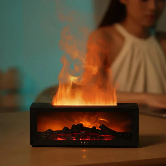 Flamora – Fireplace Humidifier & LED Flame Mood Lamp with Aromatherapy Option