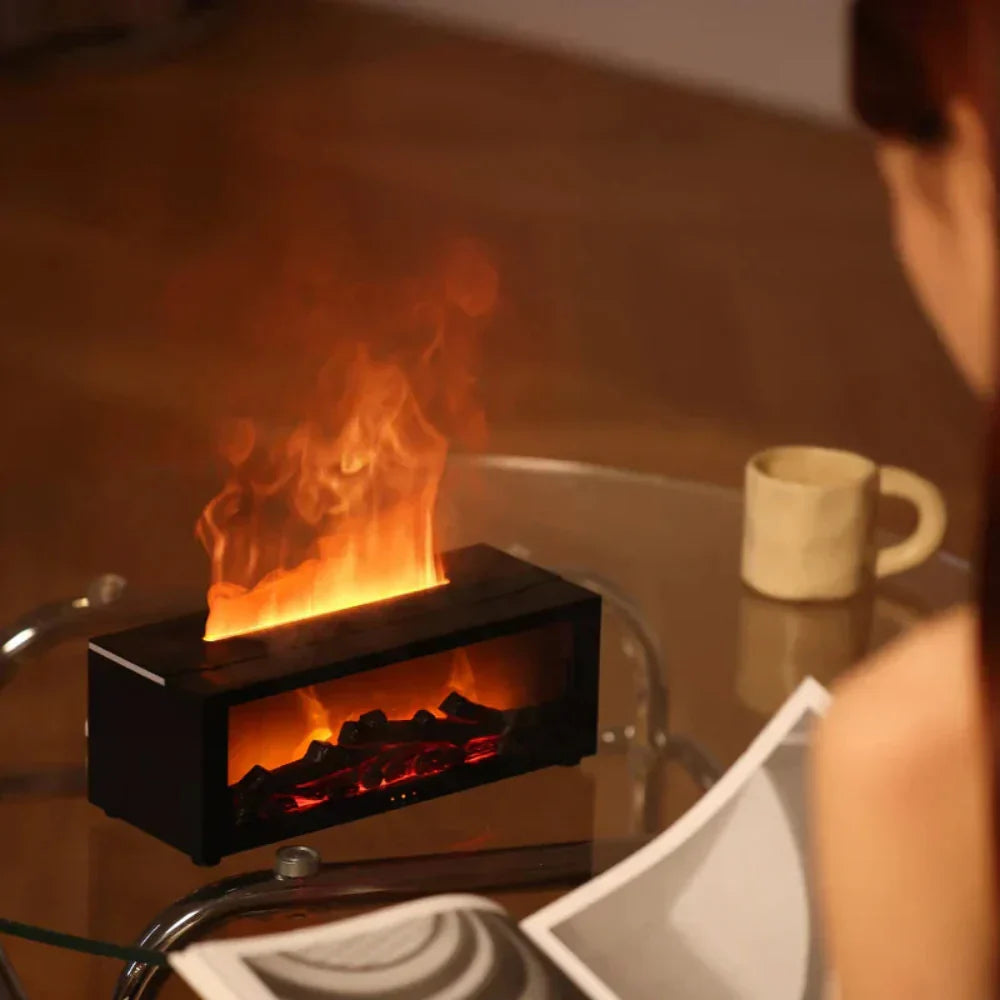 Flamora – Fireplace Humidifier & LED Flame Mood Lamp with Aromatherapy Option