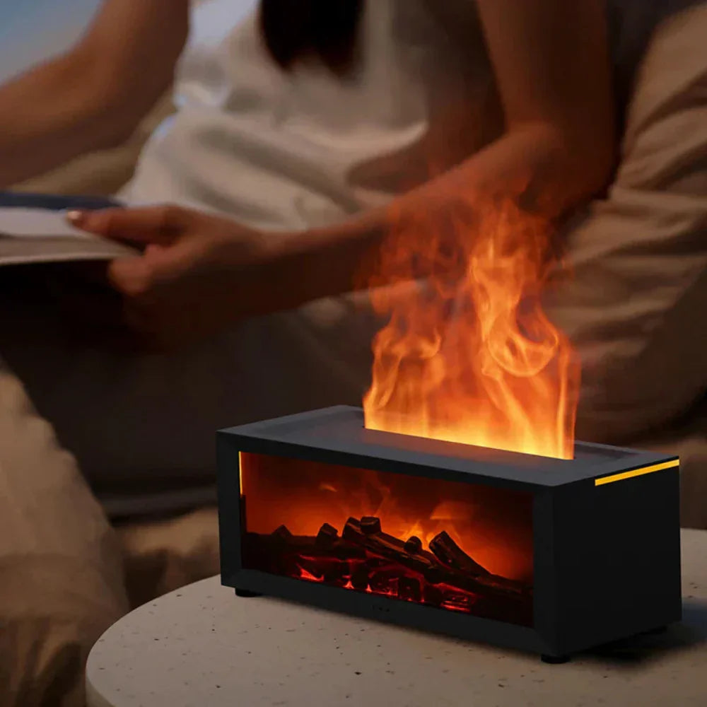 Flamora – Fireplace Humidifier & LED Flame Mood Lamp with Aromatherapy Option