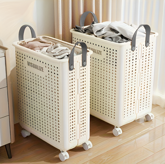 FoldaRoll Foldable Laundry Basket with Wheels – Space-Saving Laundry Hamper for Home Organisation