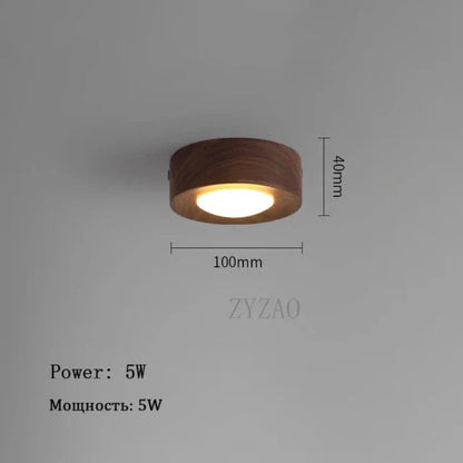 WoodenGlow - Walnut Ceiling Light with LED Spotlight