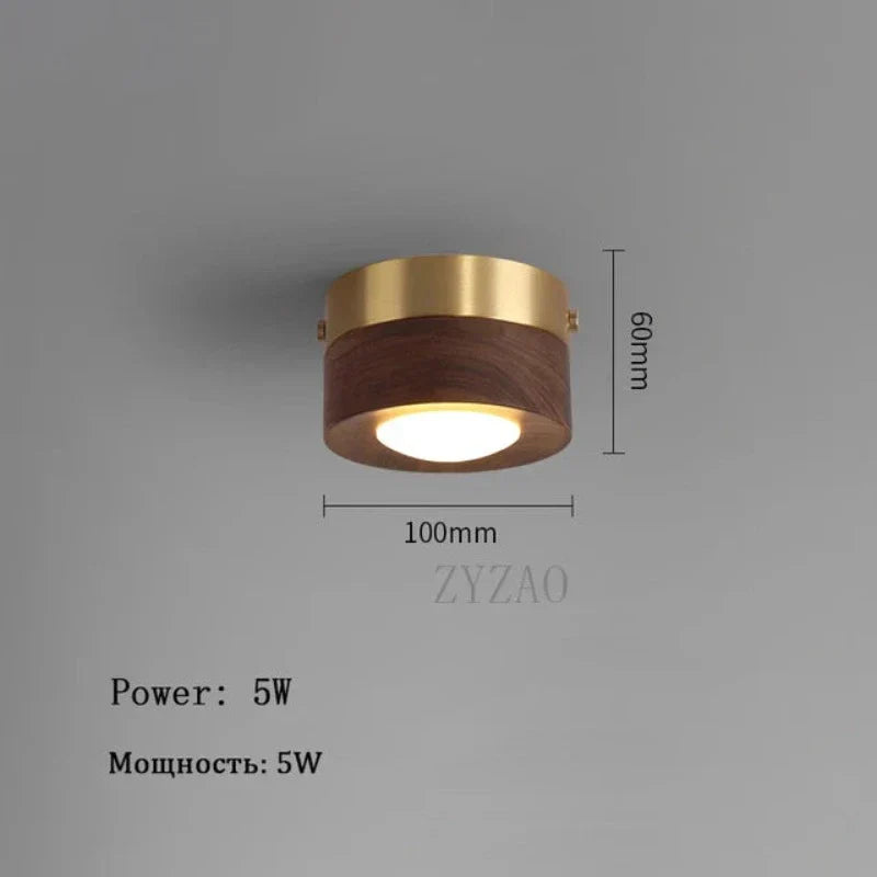 WoodenGlow - Walnut Ceiling Light with LED Spotlight
