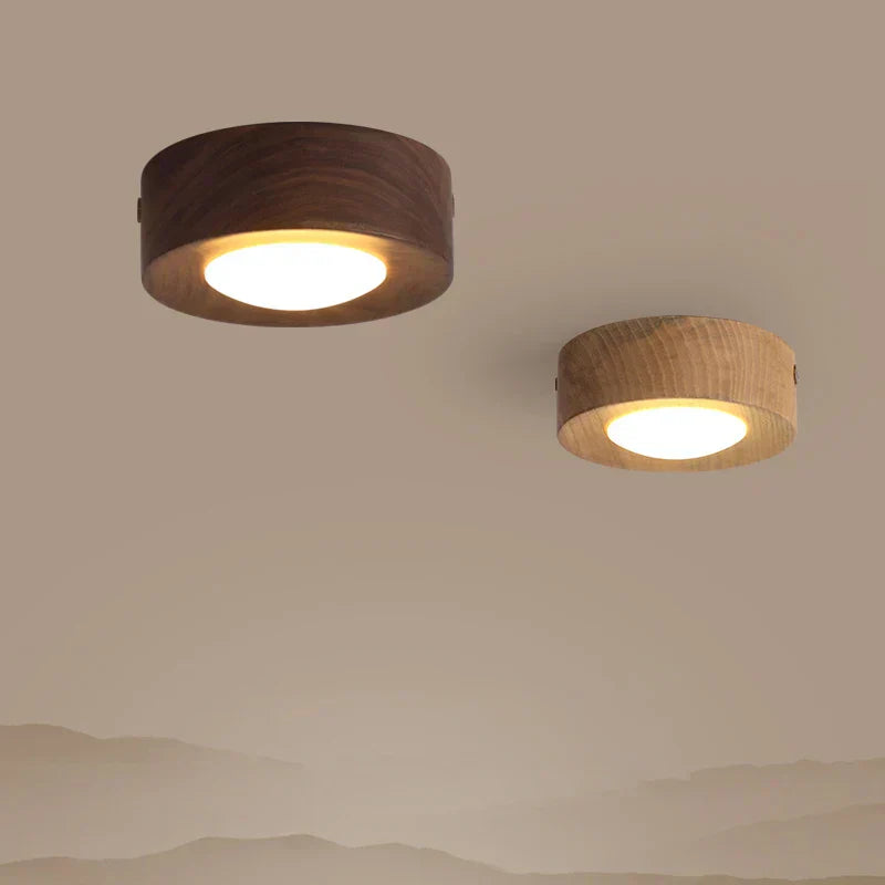WoodenGlow - Walnut Ceiling Light with LED Spotlight
