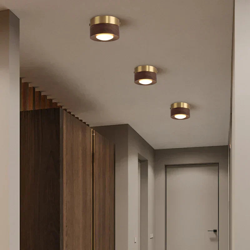 WoodenGlow - Walnut Ceiling Light with LED Spotlight