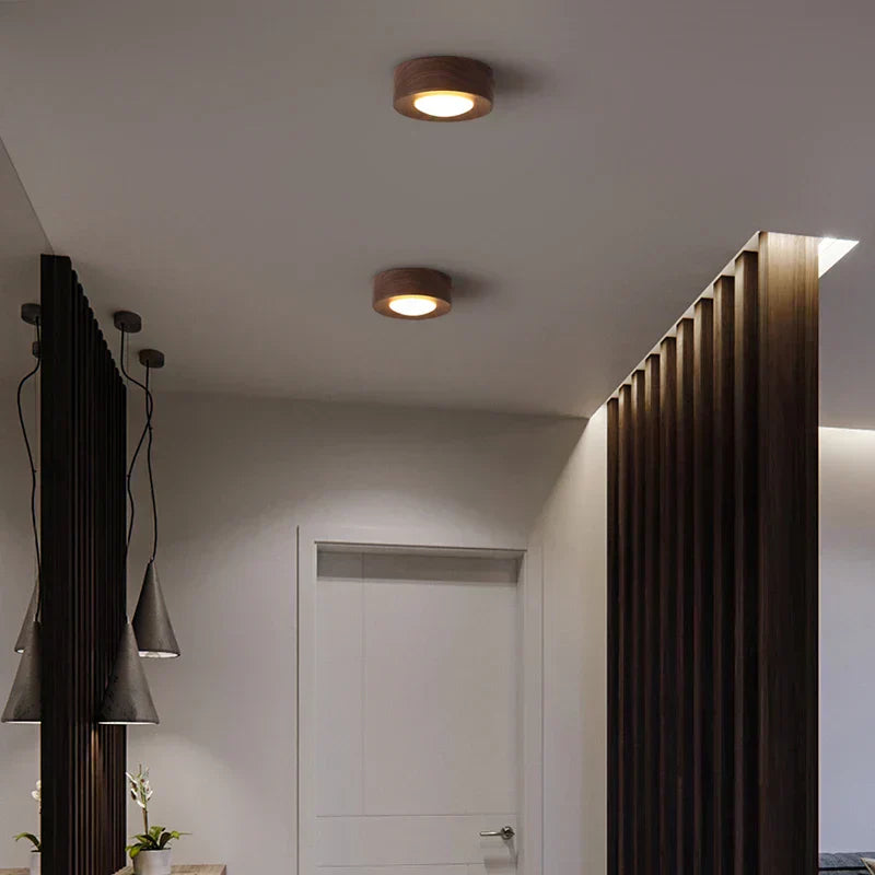WoodenGlow - Walnut Ceiling Light with LED Spotlight