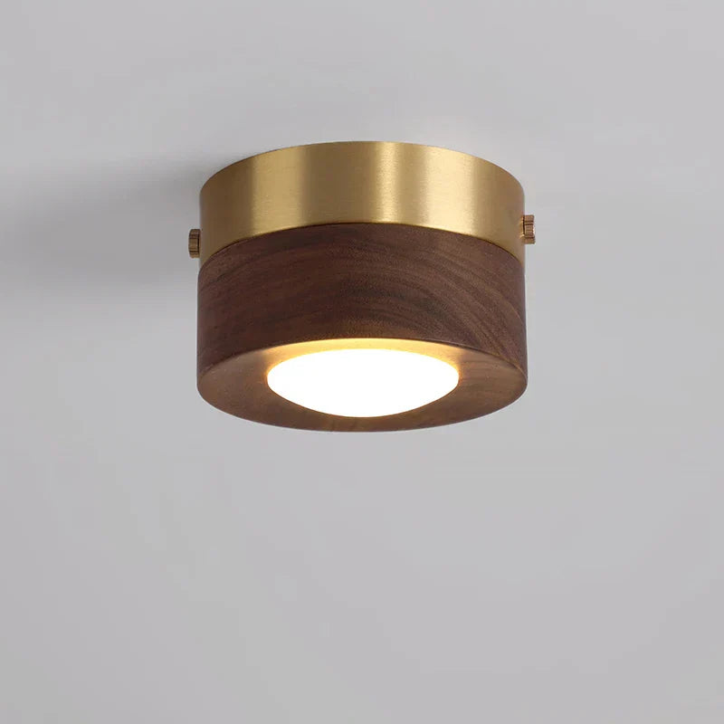 WoodenGlow - Walnut Ceiling Light with LED Spotlight