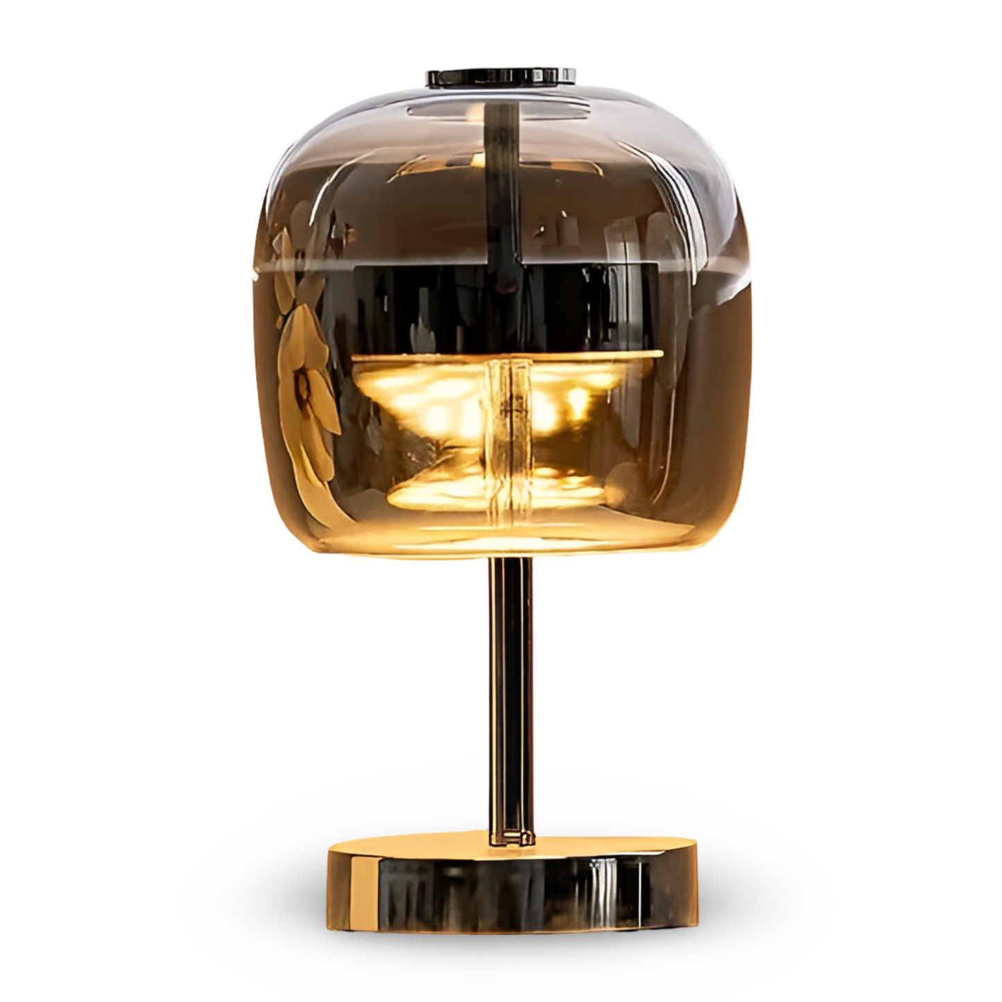 Gleam Glass Table Lamp – Smoky Grey USB-Powered Dimmable LED Light for Bedroom & Desk
