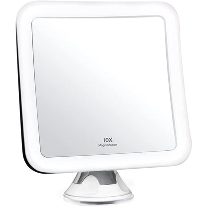 GlowView 10X Lighted Magnifying Mirror with LED & Suction Mount – Portable Makeup Mirror