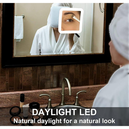 GlowView 10X Lighted Magnifying Mirror with LED & Suction Mount – Portable Makeup Mirror