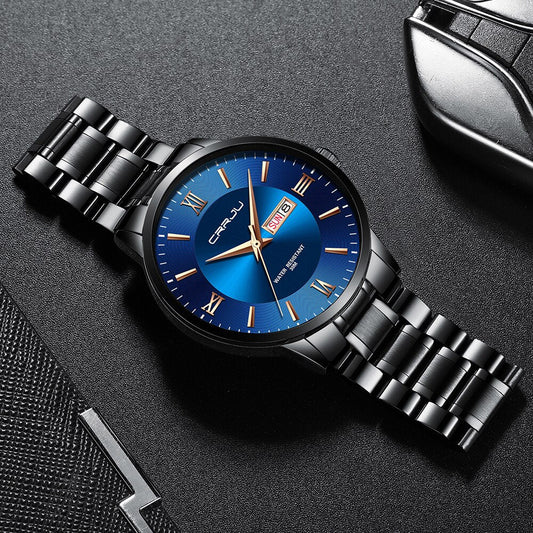 Men's Luxury Waterproof Sports Watch – Stainless Steel Quartz Chronograph