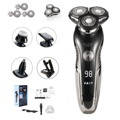 Rechargeable Wet & Dry Electric Shaver for Men – Waterproof Grooming with LCD Display