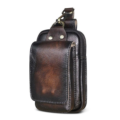 Men’s Genuine Leather Waist Bag – Anti-Radiation Travel Belt Pouch with Magnetic Closure