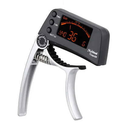 2-in-1 Guitar Capo and Tuner – Clip-On Digital Tuner for Acoustic, Electric, Bass, Ukulele & More