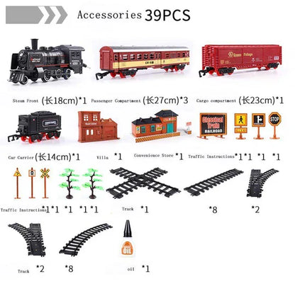 Deluxe 39-Piece HO Scale Model Train Set with Real Smoke, Lights & Oval Track