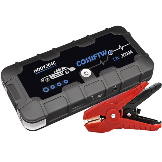 2000A UltraSafe 12V Car Jump Starter – Portable Battery Booster Pack with USB Charger & LED Flashlight – Up to 6.0L Petrol / 3.0L Diesel Engines
