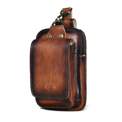 Men’s Genuine Leather Waist Bag – Anti-Radiation Travel Belt Pouch with Magnetic Closure