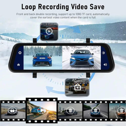 VisionMirror Pro – Ultra HD Mirror Dash Cam with Wireless CarPlay & Android Auto