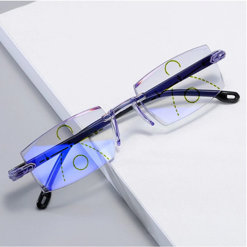 Oraliu ColorLight® Blue gems high hardness Anti-wear anti blue light intelligent dual focus reading glasses