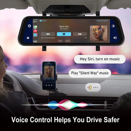 VisionMirror Pro – Ultra HD Mirror Dash Cam with Wireless CarPlay & Android Auto
