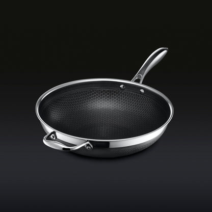 13-Piece HexClad Hybrid Cookware Set with Lids – Non-Stick, Stainless Steel & Cast Iron Fusion