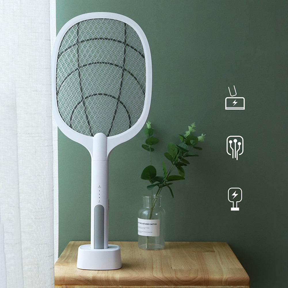 Electric Mosquito Swatter Racket – USB Rechargeable Bug Zapper with LED Lure Technology