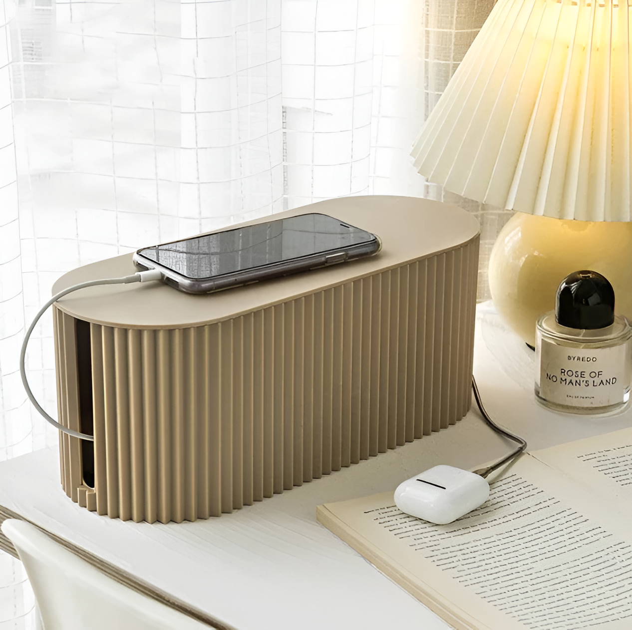 Elegant Cable Organiser Box – Minimalist Cable Storage in Soft Macaron Colours