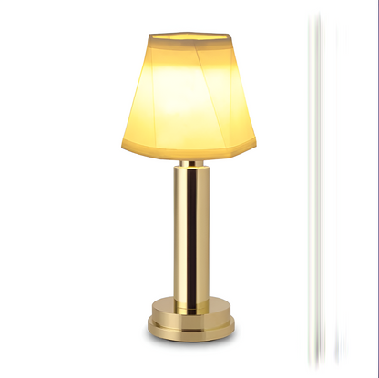 Vintage Flare – Dimmable Aluminium Table Lamp with Fabric Shade | Portable LED Lighting