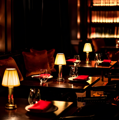 Vintage Flare – Dimmable Aluminium Table Lamp with Fabric Shade | Portable LED Lighting