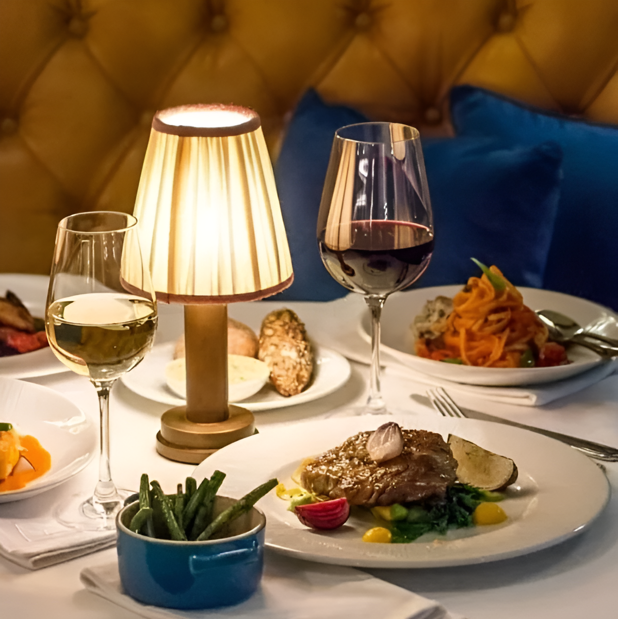 Vintage Flare – Dimmable Aluminium Table Lamp with Fabric Shade | Portable LED Lighting