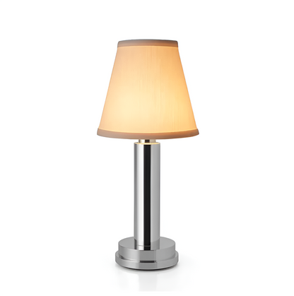 Vintage Flare – Dimmable Aluminium Table Lamp with Fabric Shade | Portable LED Lighting
