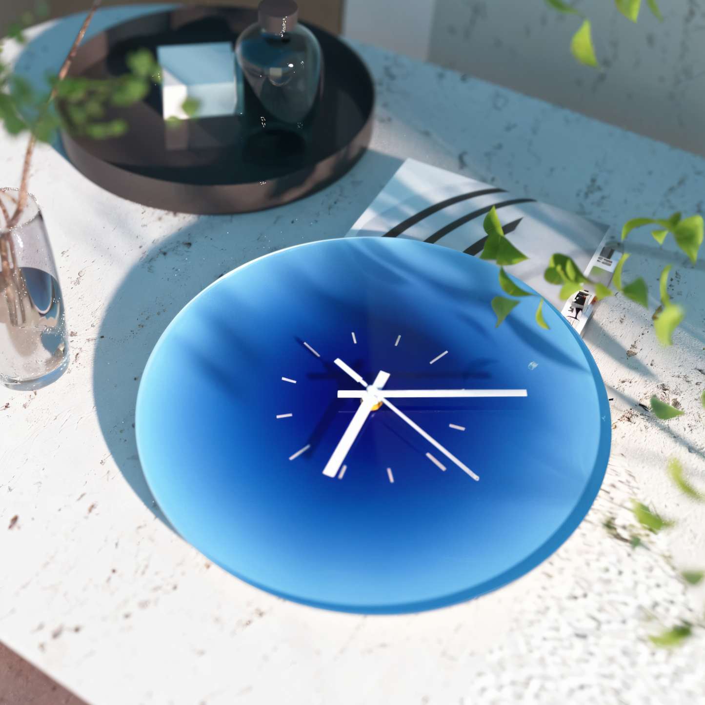 Sunset Glass Wall Clock – Vibrant Silent Non-Ticking Round Clock for Home Decor