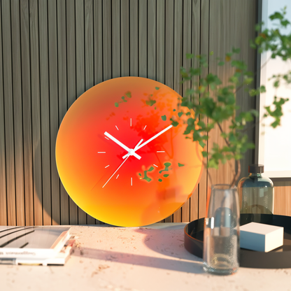 Sunset Glass Wall Clock – Vibrant Silent Non-Ticking Round Clock for Home Decor