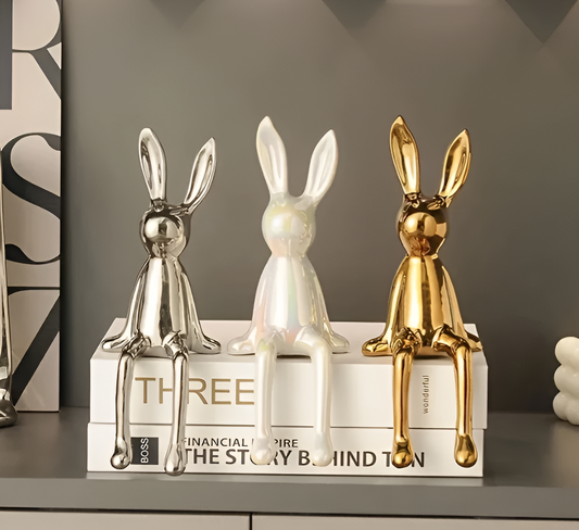 ConyGleam Ceramic Easter Bunny – Luxury Long-Eared Rabbit Figurine | Elegant Easter Home Decor