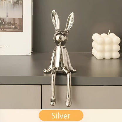 ConyGleam Ceramic Easter Bunny – Luxury Long-Eared Rabbit Figurine | Elegant Easter Home Decor