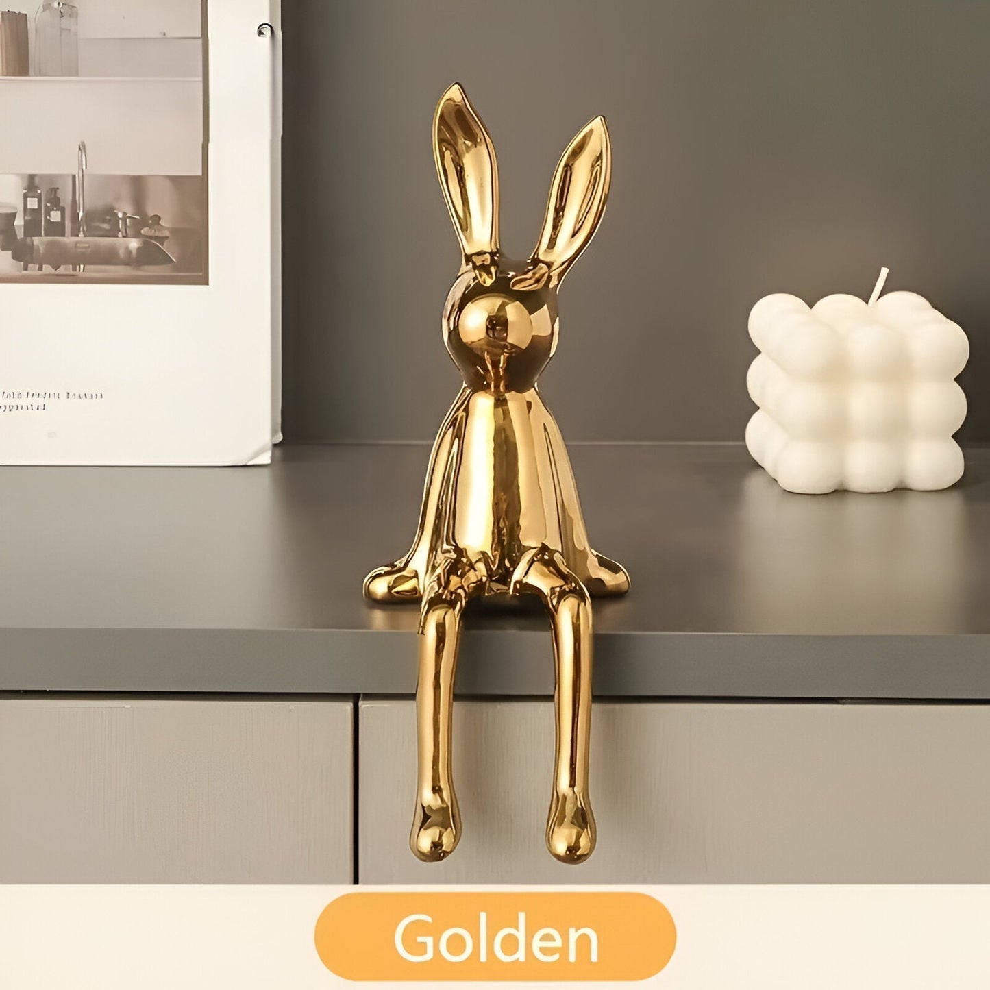 ConyGleam Ceramic Easter Bunny – Luxury Long-Eared Rabbit Figurine | Elegant Easter Home Decor