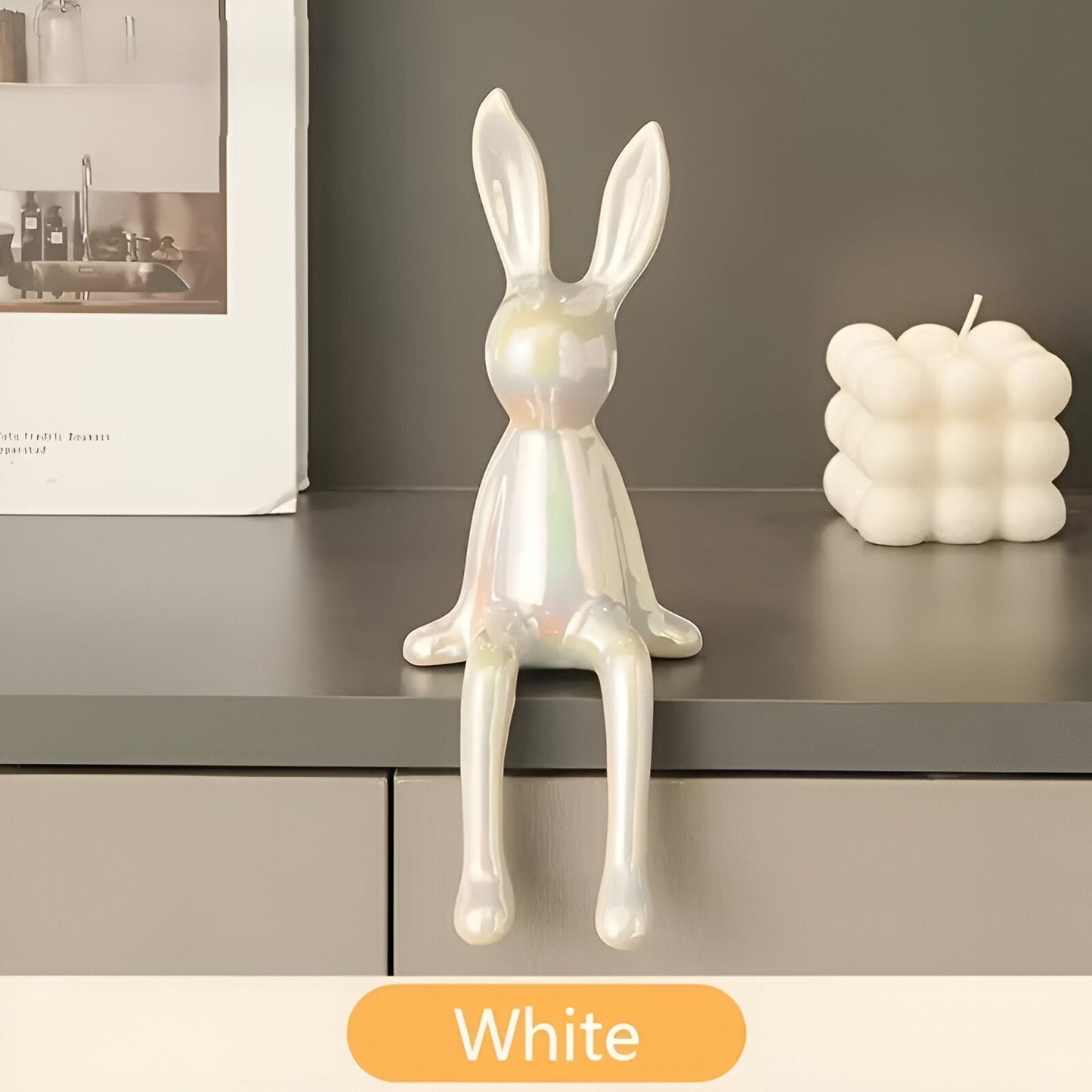 ConyGleam Ceramic Easter Bunny – Luxury Long-Eared Rabbit Figurine | Elegant Easter Home Decor
