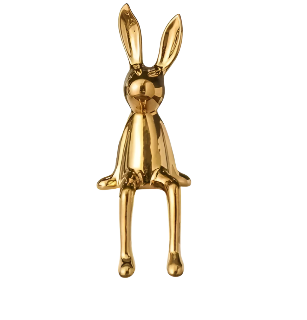 ConyGleam Ceramic Easter Bunny – Luxury Long-Eared Rabbit Figurine | Elegant Easter Home Decor