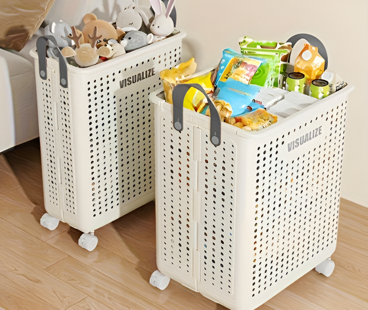 FoldaRoll Foldable Laundry Basket with Wheels – Space-Saving Laundry Hamper for Home Organisation