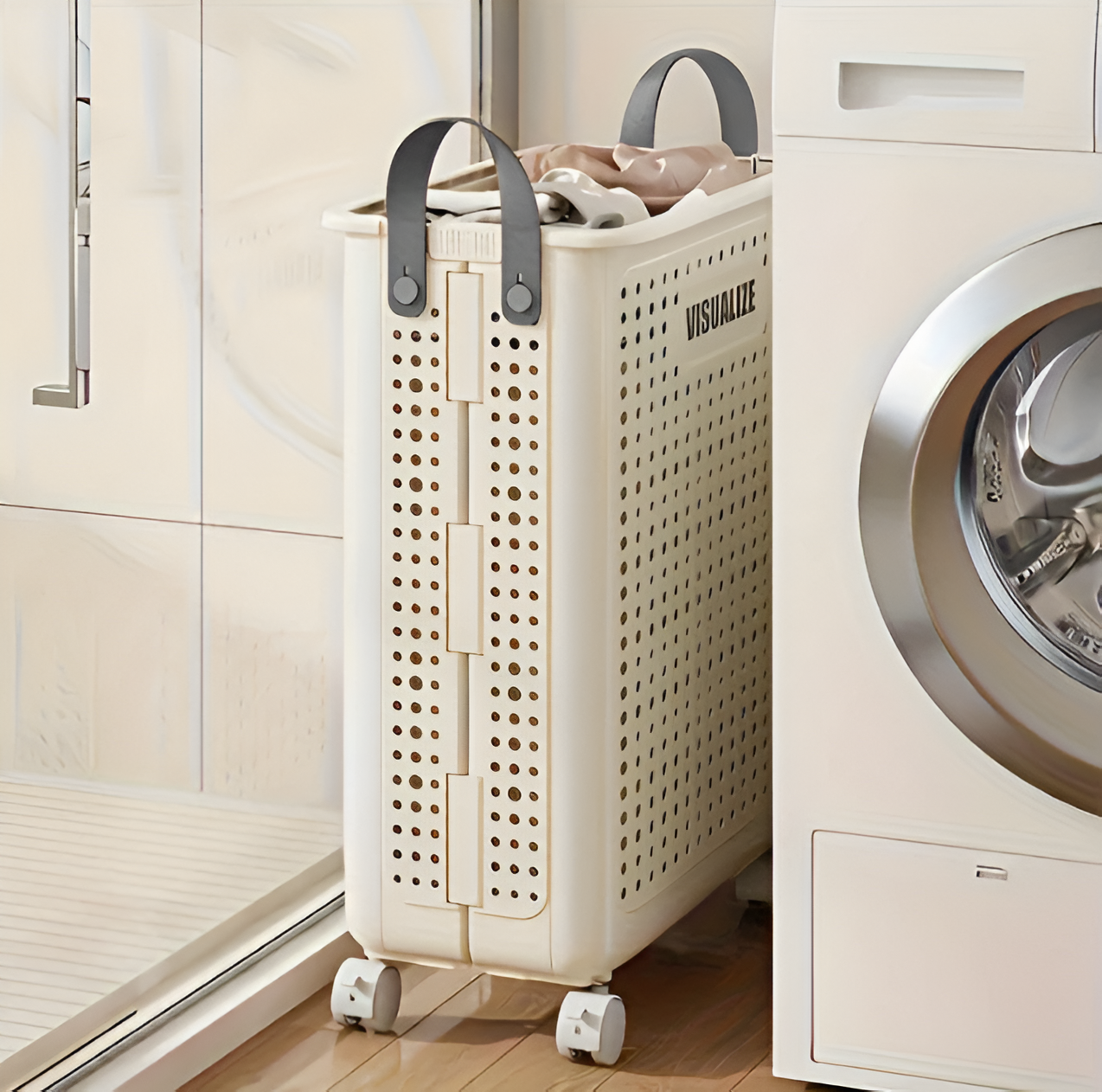 FoldaRoll Foldable Laundry Basket with Wheels – Space-Saving Laundry Hamper for Home Organisation