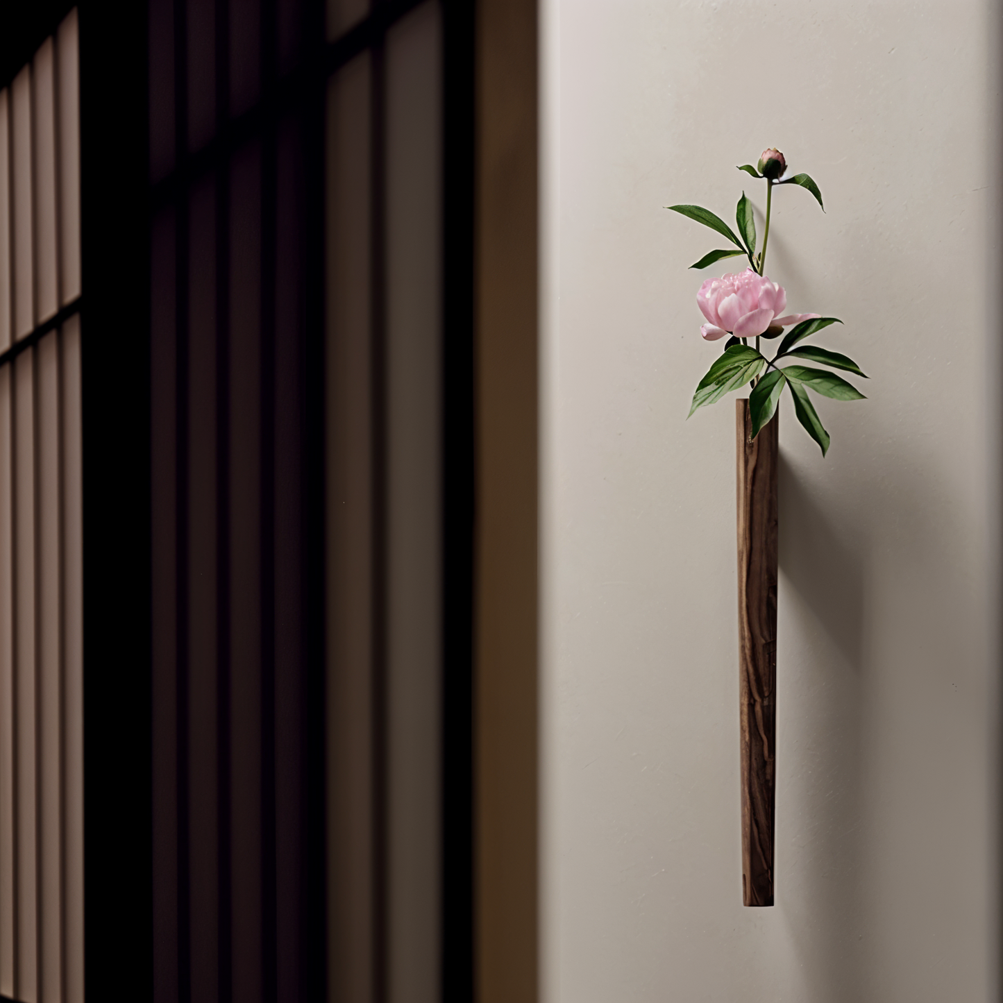 FreshFloret Wall-Mounted Wooden Vase – Solid Beech & Walnut Flower Display