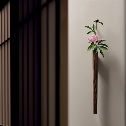 FreshFloret Wall-Mounted Wooden Vase – Solid Beech & Walnut Flower Display